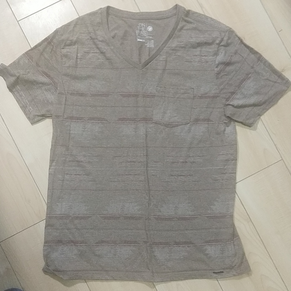 V neck vintage brown striped shirt